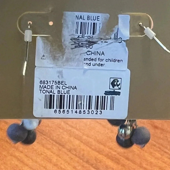 Erica Lyons Tonal Blue Multi-bead Dangle Earrings - Picture 6 of 7